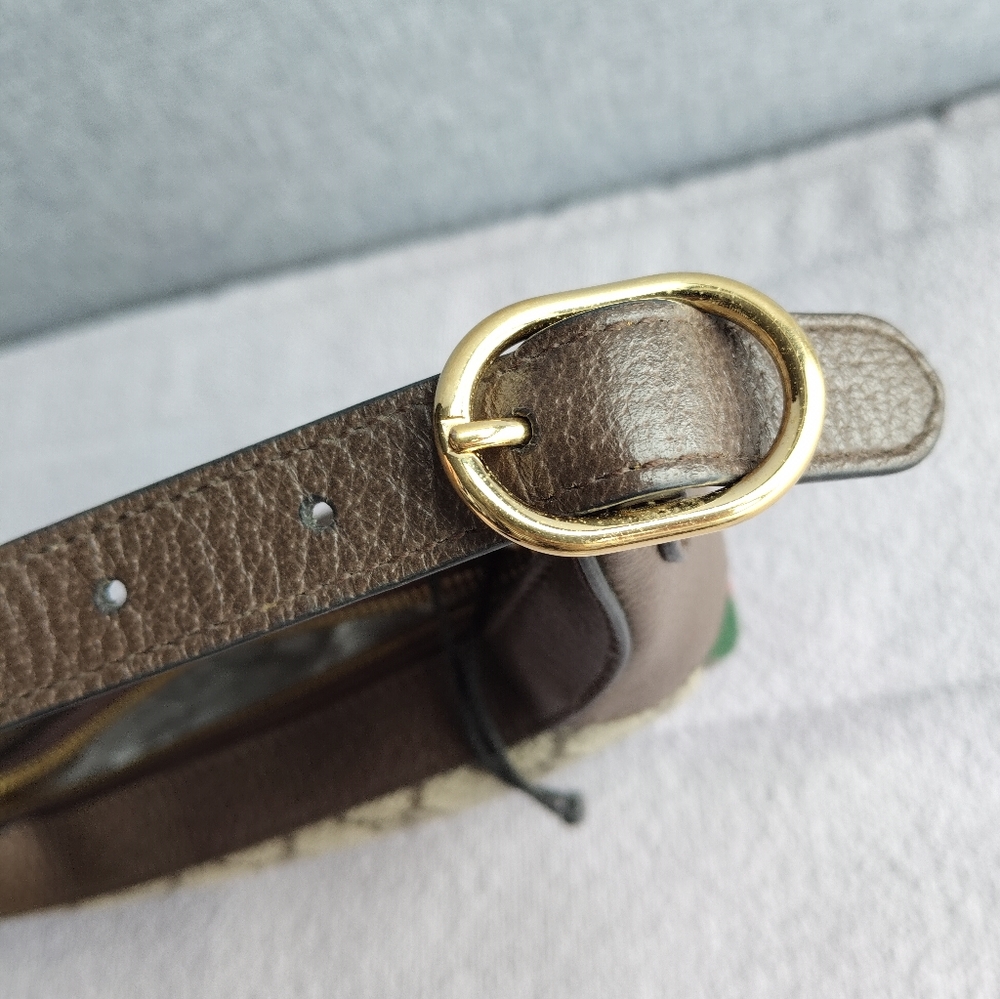 Gucci Brown GG Supreme Crescent Shoulder Bag with Gold Hardware - Picture 4 of 12